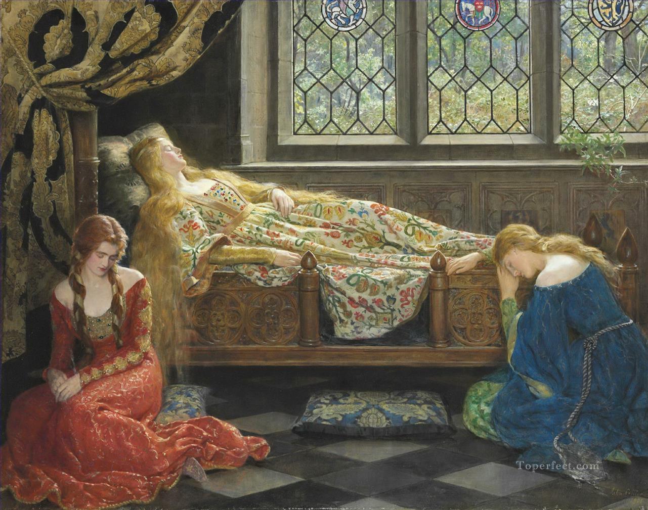 sleeping beauty 1929 John Collier Pre Raphaelite Orientalist Oil Paintings